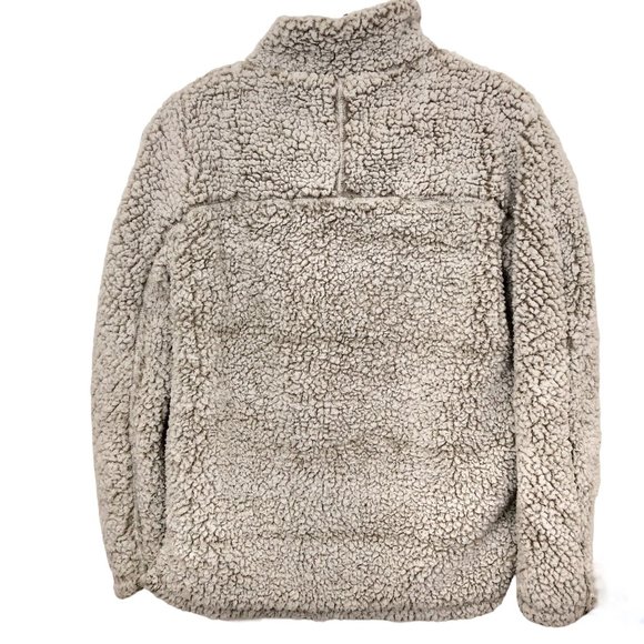 Thread & Supply Mock Neck Fleece Marled Ivory Gray Jacket M - Picture 2 of 8